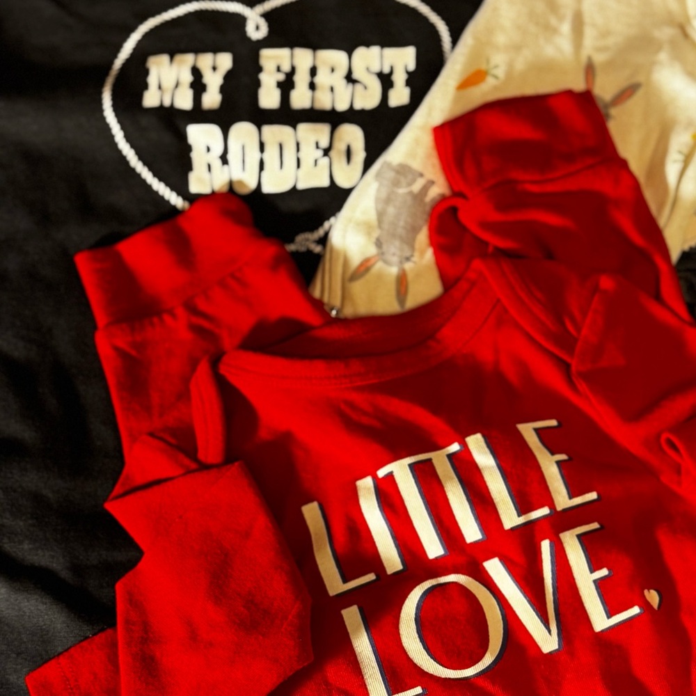 Cat & Jack One Piece Outfits. Red Little Love and Grey My First Rodeo